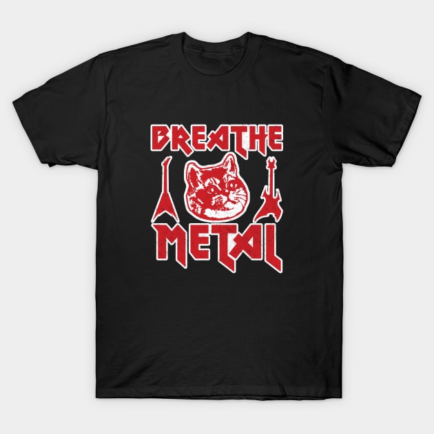 Death Metal Heavy Breathing Cat T-Shirt by Electrovista